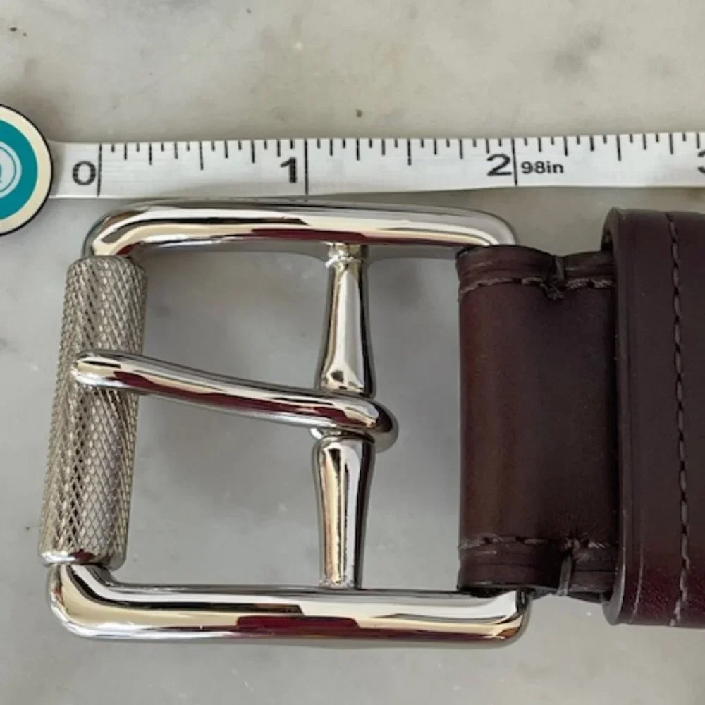 COACH Vintage Brown Leather Silver Tone Textured Buckle Men's Belt 38